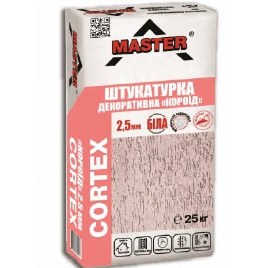 MASTER CORTEX «Короїд» 2,5 мм, Штукатурка декоративна для внутрішніх і зовнішніх робіт, 25 кг